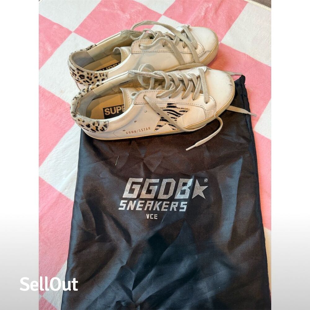 Golden Goose Superstar Women's Sneakers White Animal Print Standard Size 5